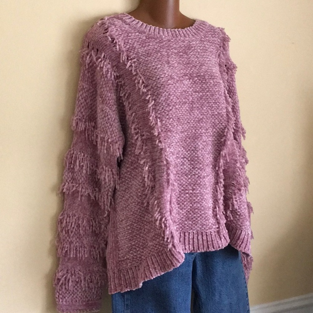 Chenille fringe sweater